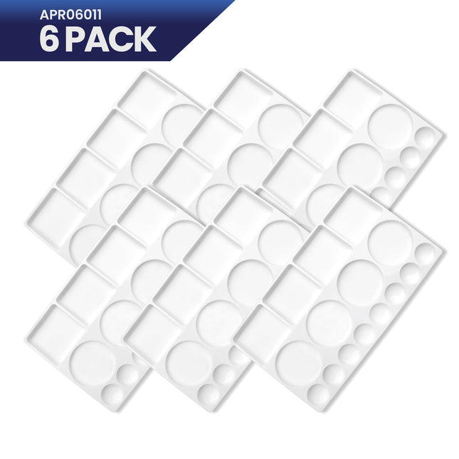 Pacific Arc - 6 Pack (16 well) Paint tray palettes for Kids, Plastic White Palettes for Students or Adults Paint Holder, Paint Supplies for DIY, Crafts, Acrylic Painting