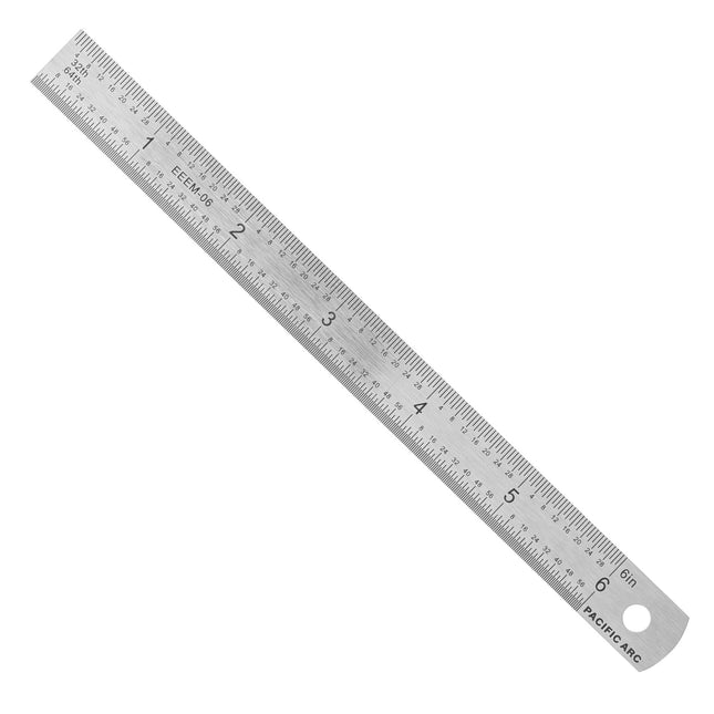 Pacific Arc, Stainless Steel Ruler Inch and Metric, with Inch (8th, 16th, 32nd), Metric (mm)