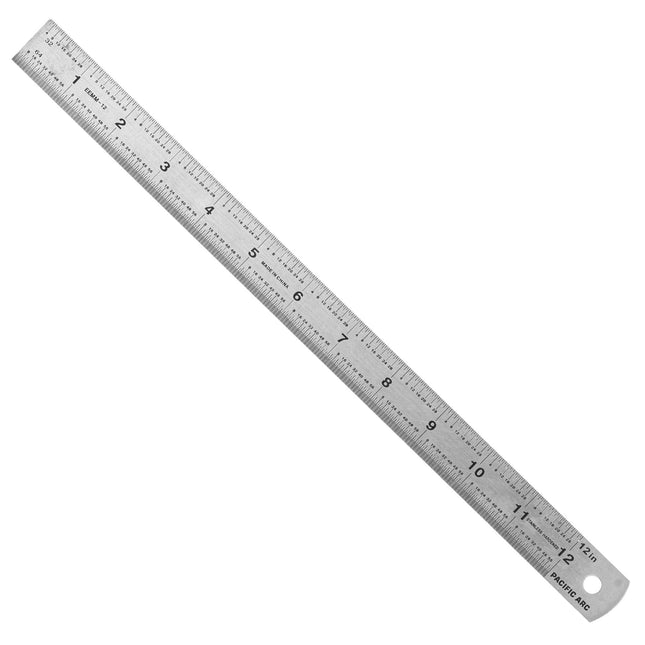 Pacific Arc, Stainless Steel Ruler Inch and Metric, with Inch (8th, 16th, 32nd), Metric (mm)