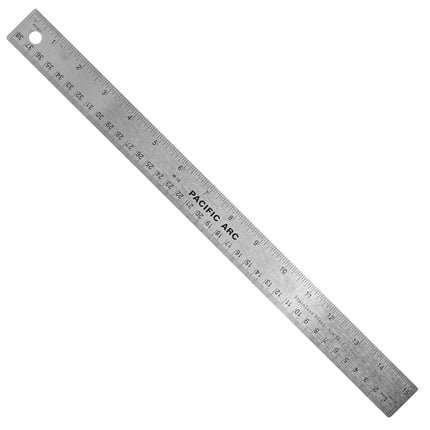 Pacific Arc | Stainless Steel Ruler with Imperial (Inches) and Metric(mm) | Rubber Back or Cork Back