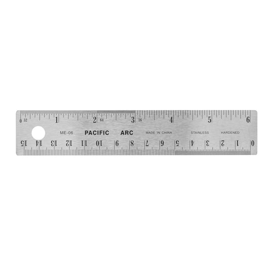 Pacific Arc | Stainless Steel Ruler with Imperial (Inches) and Metric(mm) | Rubber Back or Cork Back