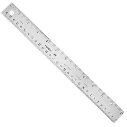 Pacific Arc | Stainless Steel Ruler with Imperial (Inches) and Metric(mm) | Rubber Back or Cork Back